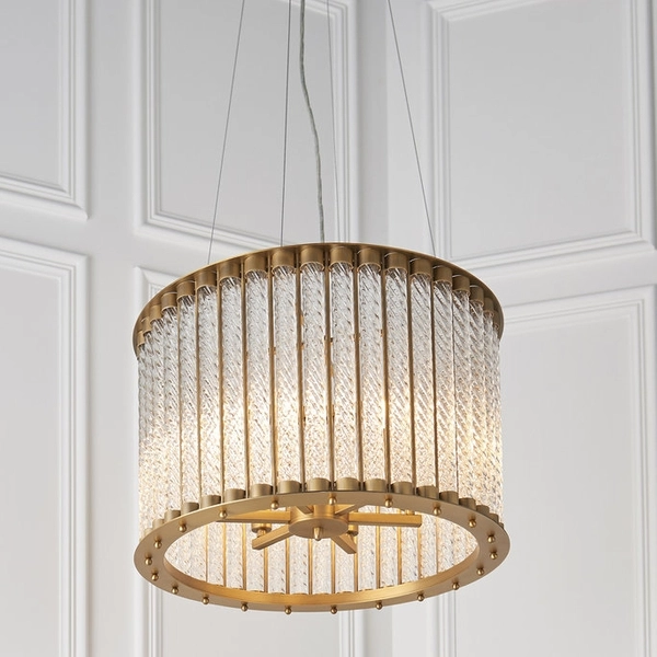 Lampa wisząca z kryształkami L&-181999 Light& tuba hampton złota