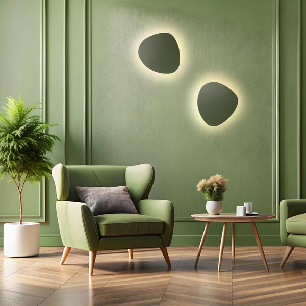 Naścienna lampa do salonu Stone Sabia 10707 owalna ciemny zielony