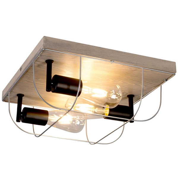 Sufitowa lampa NETUNO 92073357 industrialna retro drewno srebrna