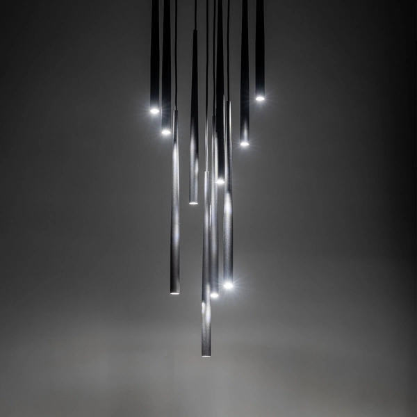 Lampa zwisająca do salonu Piano 10114 kaskadowa tubki czarna