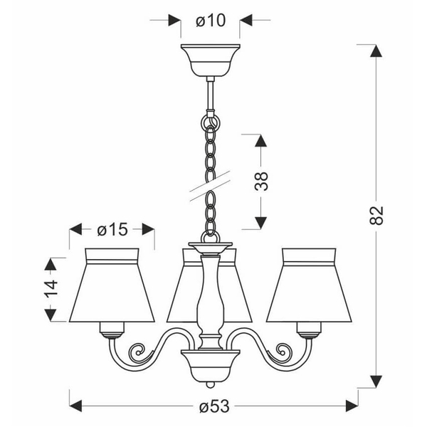 Lampa wisząca na łańcuchu Rozano 33-36902 Candellux tkanina kwiatowa biała