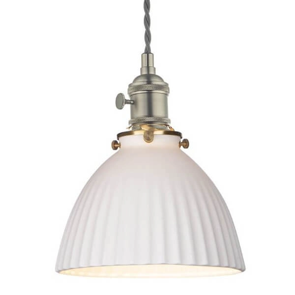 Zwieszana lampa ceramiczna do salonu Hadano HAD0161-09 chrom biały