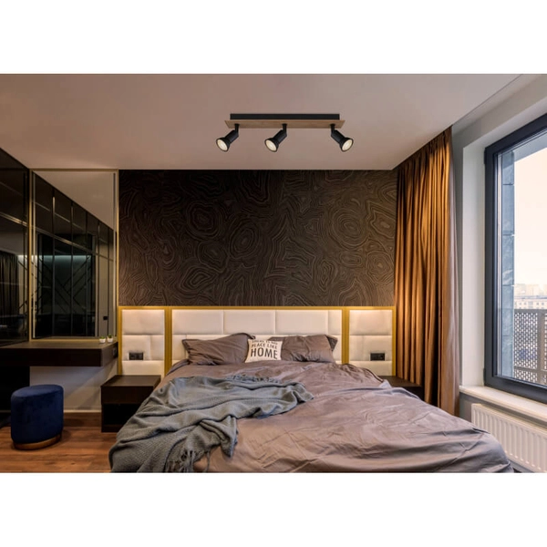 Lampa sufitowa z regulacją Drew 57998-3W drewno czarna