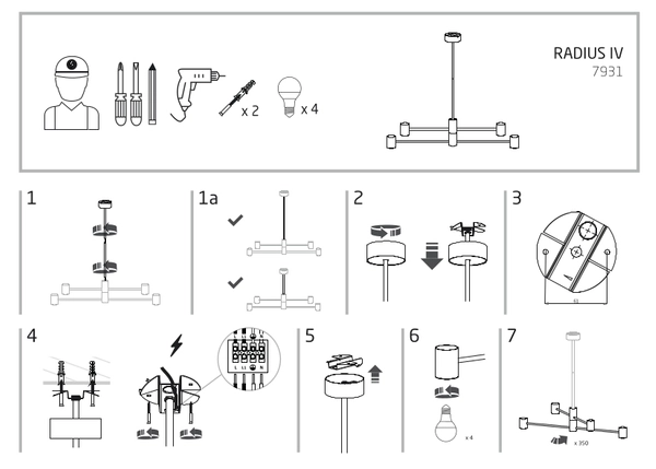 Wisząca LAMPA industrialna RADIUS 7931 Nowodvorski loftowa sufitowa sticks molekuły czarne