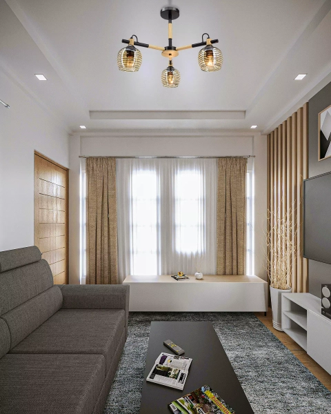 Skandynawska lampa sufitowa 2203/3 BL JD czarna drewno