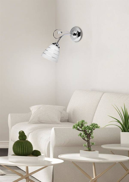 Szklana lampa ścienna Simpli 21-64288 vintage biała chrom