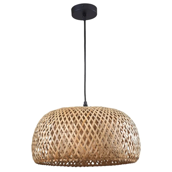 Lampa wisząca bambusowa Korfu 329110 do sypialni brązowa czarna