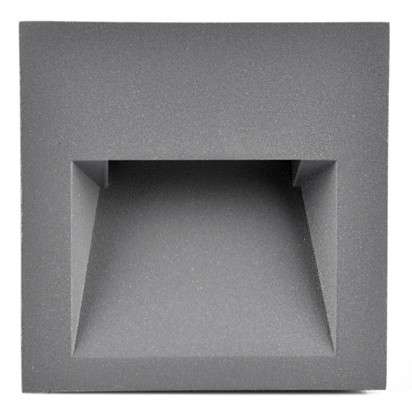 Schodowa LAMPA wpuszczana Q7 LED 313737 Polux metalowa OPRAWA kwadratowa LED 3W 4000K podtynkowa IP44 grafitowa