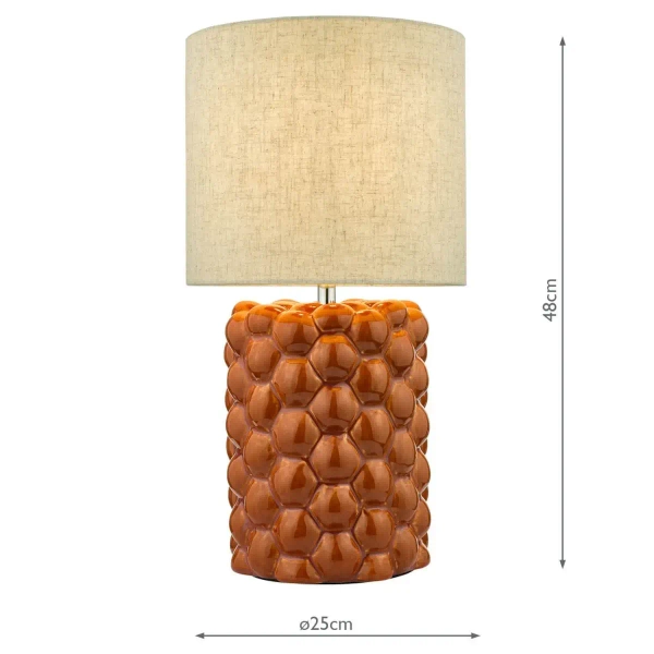 Ceramiczna nocna lampka Jayden JAY4211 tuba z abażurem pomarańczowa