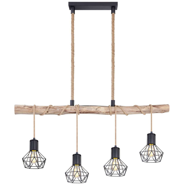LAMPA wisząca PRISKA 54017-4HH Globo skandynawska OPRAWA belka ZWIS klatki brązowe czarne