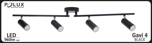 Plafon LAMPA sufitowa GAVI 308443 Polux regulowana OPRAWA listwa LED 18W 3000K tuby czarne