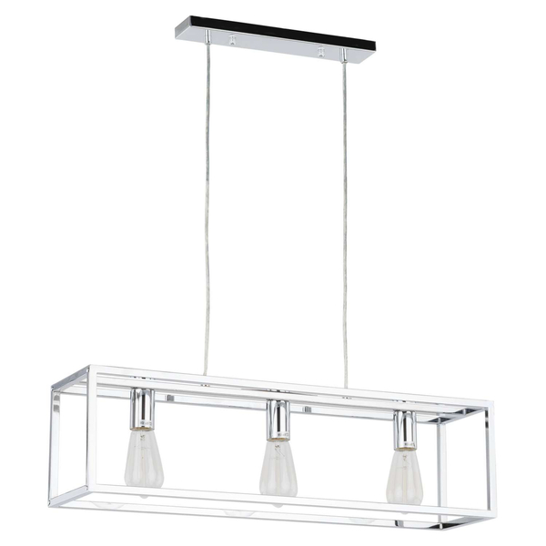 LAMPA wisząca SIGALO MD-BR4367-D3 CH Italux industrialna OPRAWA metalowy ZWIS prostokątna klatka loft chrom