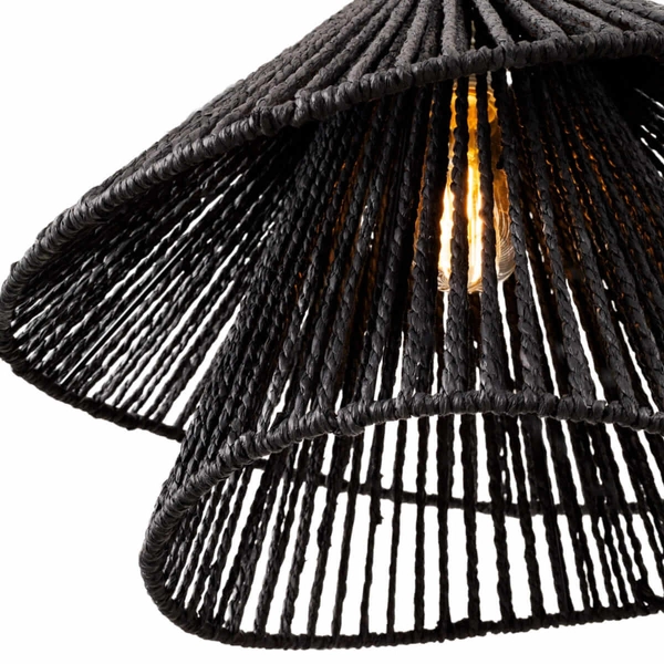 Zwisająca lampa boho Amalfi P0580 Maxlight sznurek japandi czarna
