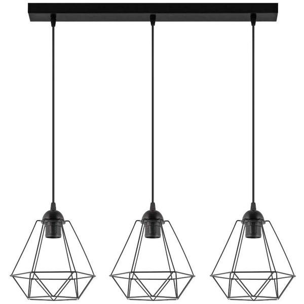 Industrialna LAMPA wisząca VEN W-L 1210/3 metalowa OPRAWA klatki hygge na listwie czarne