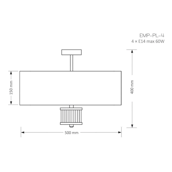Sufitowa lampa tkaninowa Empoli EMP-PL-4 (N) szklana biała nikiel
