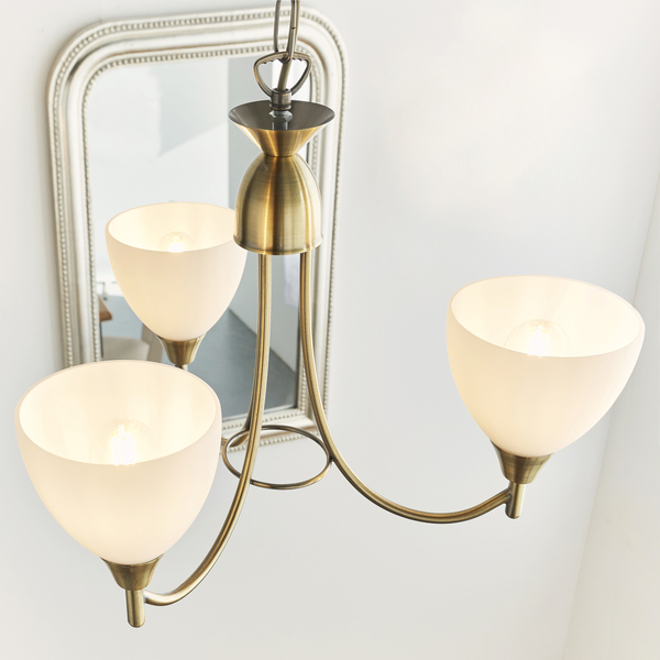 Lampa wisząca Alton 1805-3AN Endon potrójny szklany kielich mosiądz