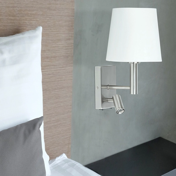 Kinkiet LAMPA ścienna HARVEY 6539 Rabalux abażurowa OPRAWA regulowany reflektorek LED 3W 2800K tuba do czytania satyna