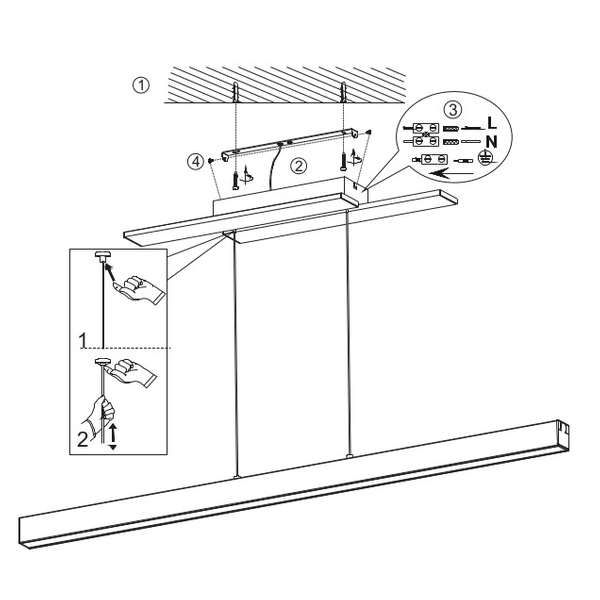 LAMPA wisząca BELFAST 375510432 Trio metalowa OPRAWA belka ZWIS LED 44W 3000K ściemnialny czarny