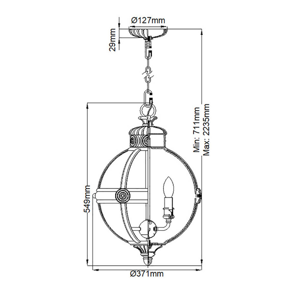 Lampa wisząca kula Adams FE-ADAMS-3P-BB Feiss przezroczysta mosiądz