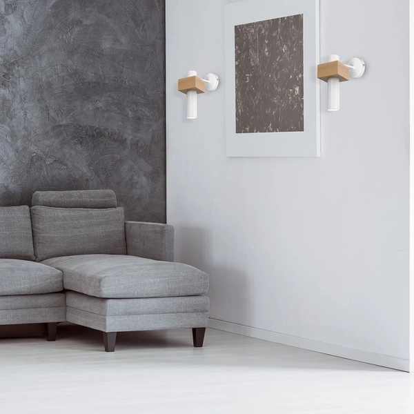 Kinkiet okrągły WEST MLP5499 Milagro tuba skandynawska biała drewno