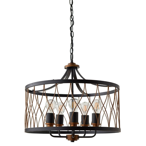 Rustykalna lampa wisząca Heston 61498 Endon druciana okrągła czarna