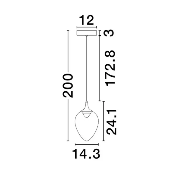 Szklana wisząca lampa VAZENDO LE45115 LED 6W 3000K czarny szary