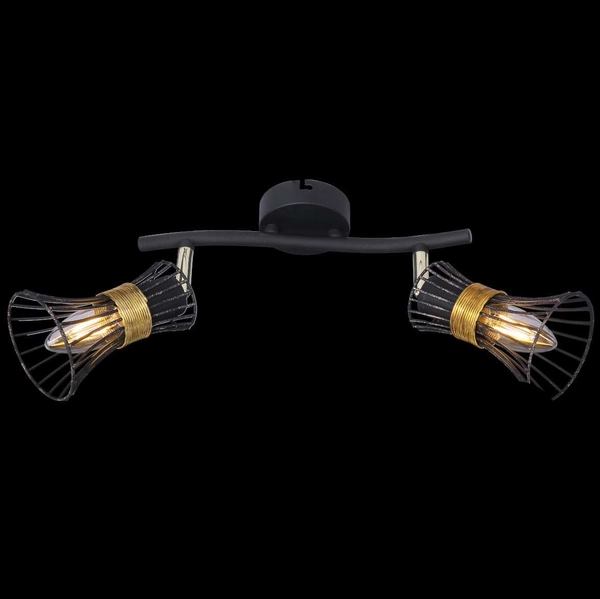 LAMPA ścienna PURRA 54814-2 Globo rustykalna OPRAWA kinkiet klatki druciane industrialne czarne złote