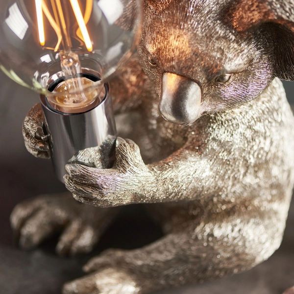 Lampka stołowa dekoracyjna L&-195081 Light& koala srebrna chrom