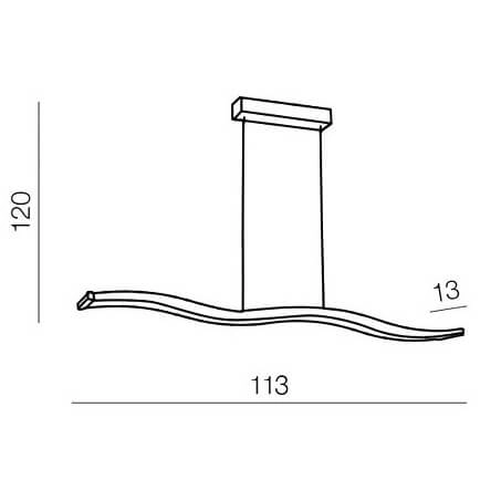 Lampa zawieszana na belce Bertone AZ1290 Azzardo LED 24W 2900K fala srebrna
