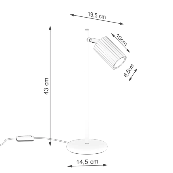 Stołowa lampa z wtyczką KARBON SL.1548 tubka ryflowana biała