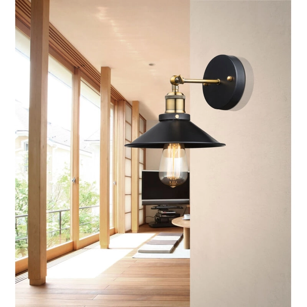 Kinkiet LAMPA ścienna LENIUS 15053W Globo industrialna OPRAWA metalowa czarna
