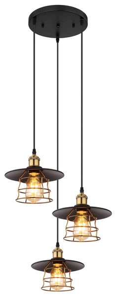 Wisząca lampa Viejo 15086-3BH retro czarna miedziana