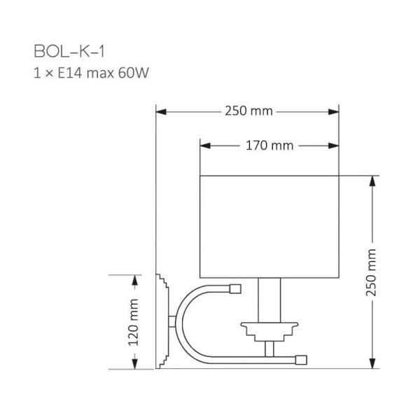 Abażurowa lampa ścienna Bolt BOL-K-1 (N) do jadalni czarna nikiel