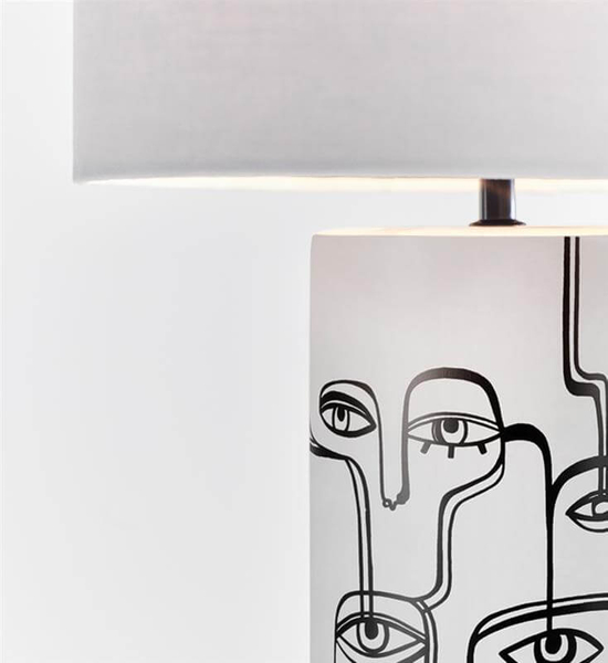 Nowoczesna lampa nocna Family 108246 na szafkę nocną tkanina biała 