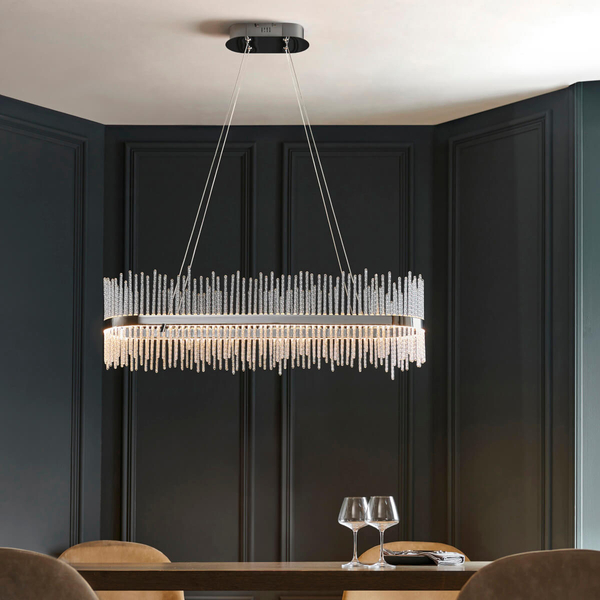 Owalna lampa nad stół L&-1107109 LED 47W 3000K wisząca chrom przezroczysty