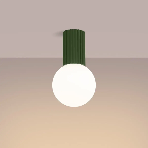 Łazienkowa lampa sufitowa HALO SL.1723 kulista szklana biała oliwkowa