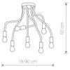 LAMPA sufitowa FLEX 9273 Nowodvorski regulowana OPRAWA żarówki bulbs na peszlu pająk czarny