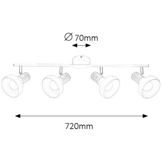 LAMPA sufitowa HOLLY 5947 Rabalux skandynawska OPRAWA metalowe reflektorki regulowane plafon na listwie drewno buk biały