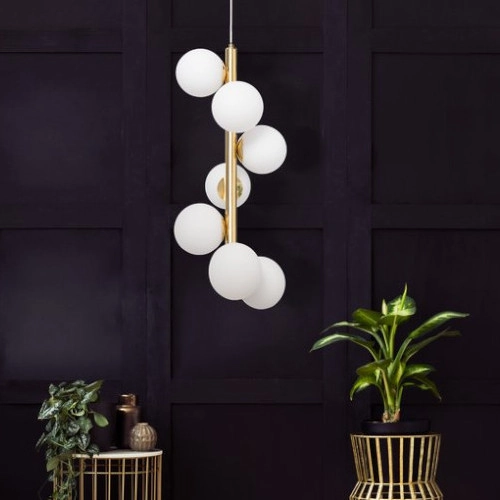 Loftowa LAMPA wisząca CUMULUS VERTICAL 10757705 Kaspa szklana OPRAWA modernistyczny zwis molekuły złoty biały