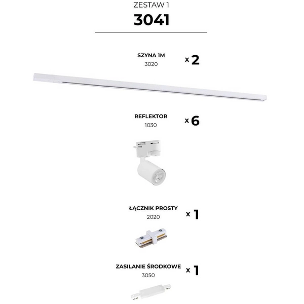 Jednoobwodowy zestaw szynowy Tracer 3041 Zumaline metalowy biały