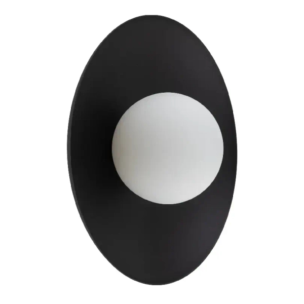 Lampa ścienna do jadalni Slate 10934 mleczna kula tarcza czarny