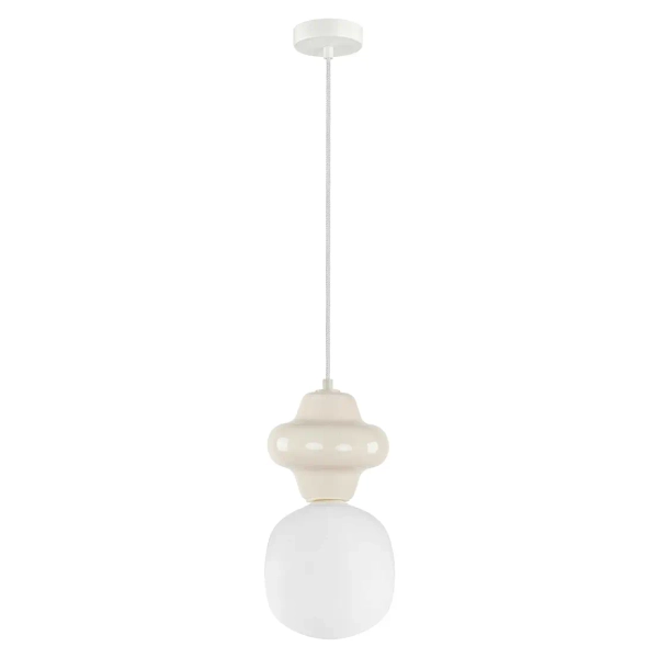 Ceramiczna zwisająca lampa Latera PND-94331-1S-GRN nad kanapę biały