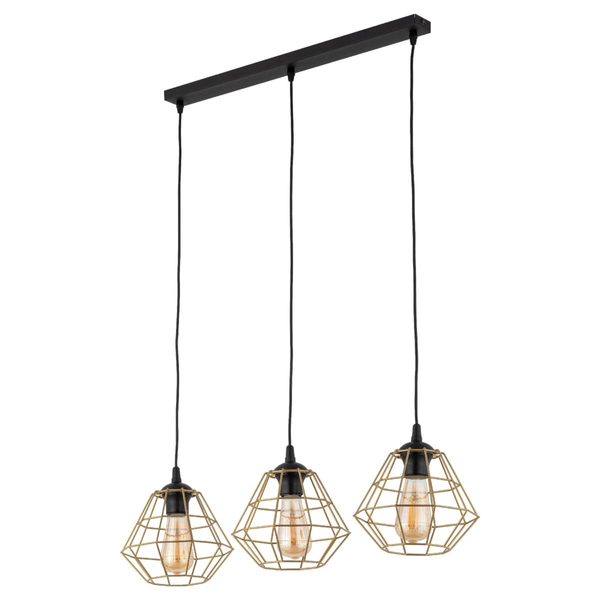Potrójna lampa wisząca klatkowa Diamond 4642 TK Lighting metalowa złota