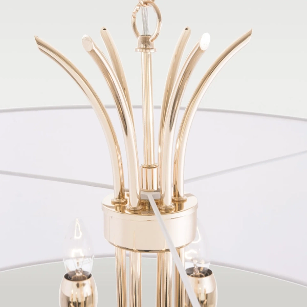 Okrągły żyrandol pokojowy Las Vegas nad stół biały złoty