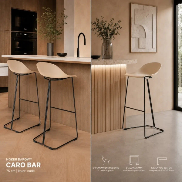 Hoker barowy CARO BAR beżowy czarny MH-007H-BC metalowy do kuchni
