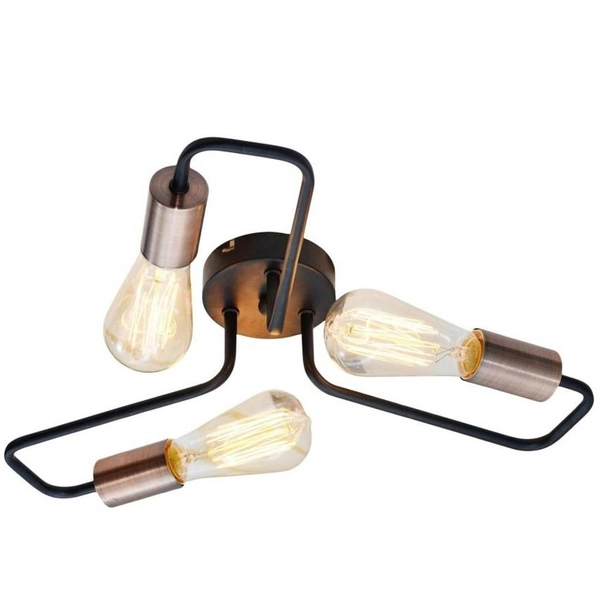 Industrialna lampa sufitowa Herpe sticks czarny miedziany