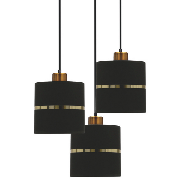 Lampa zwisowa Assam 33-17468 Candellux potrójna loft czarna złota