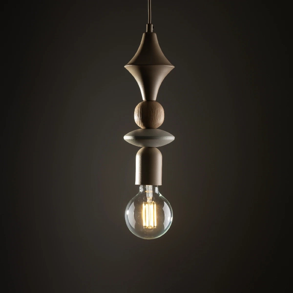 Drewniana lampa sufitowa zwis Tower Sabia Wood 10959 geometryczna beżowy