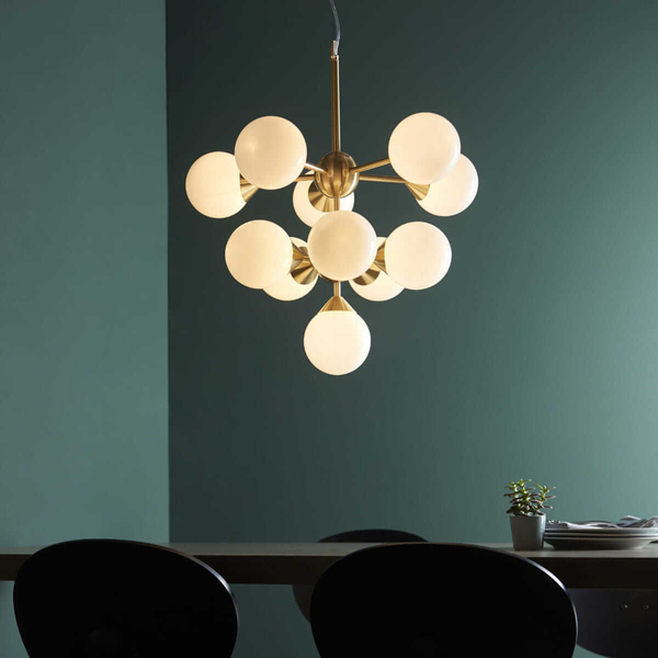 Zwisająca lampa do salonu Oscar 76500 Endon molekuły złota biała