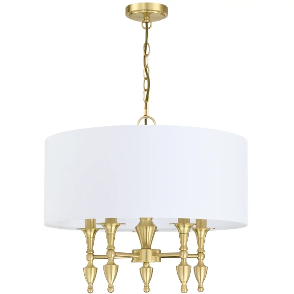 Wisząca lampa z abażurem Austin P05197BR-WH Cosmolight biały mosiądz